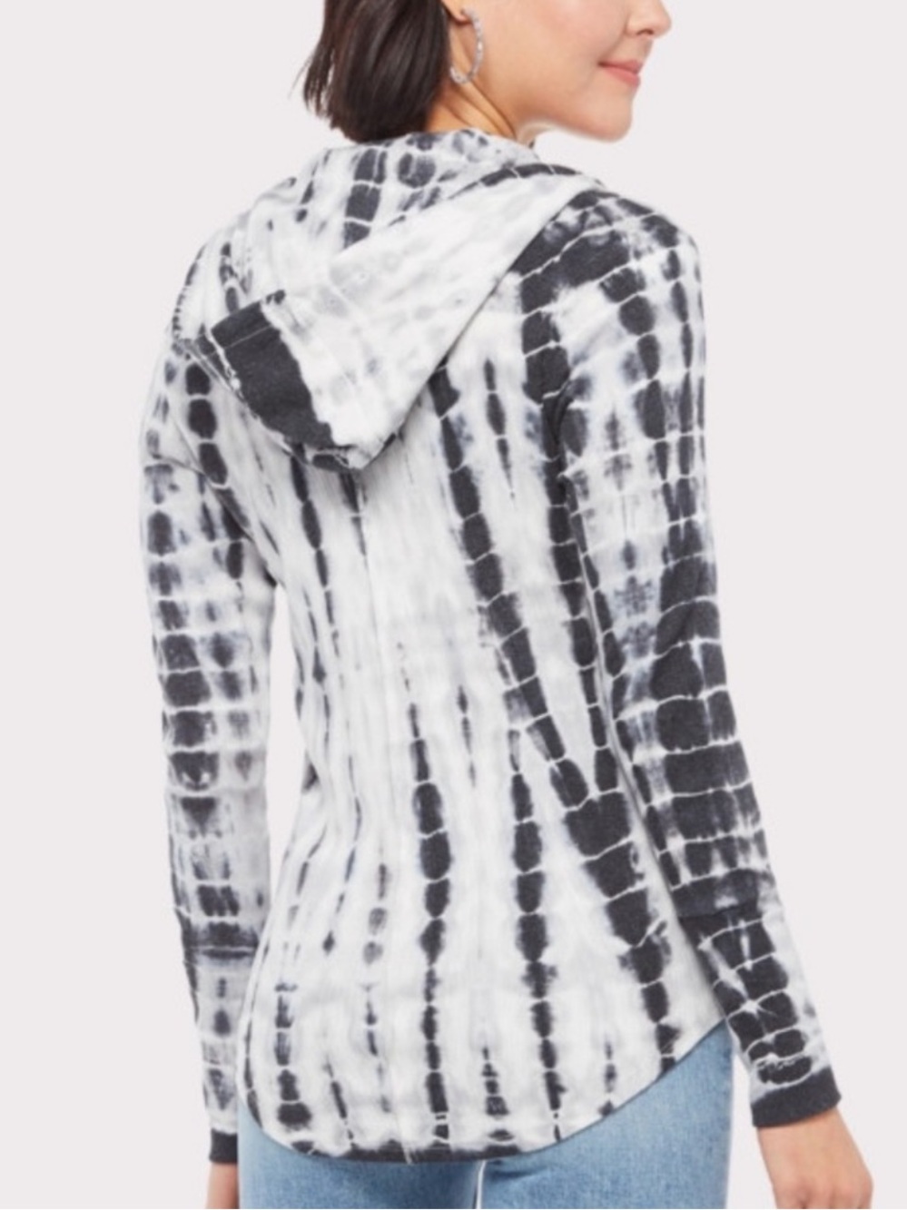 Chaser Ribbed Black & White Tie-Dye Hoodie Size XS